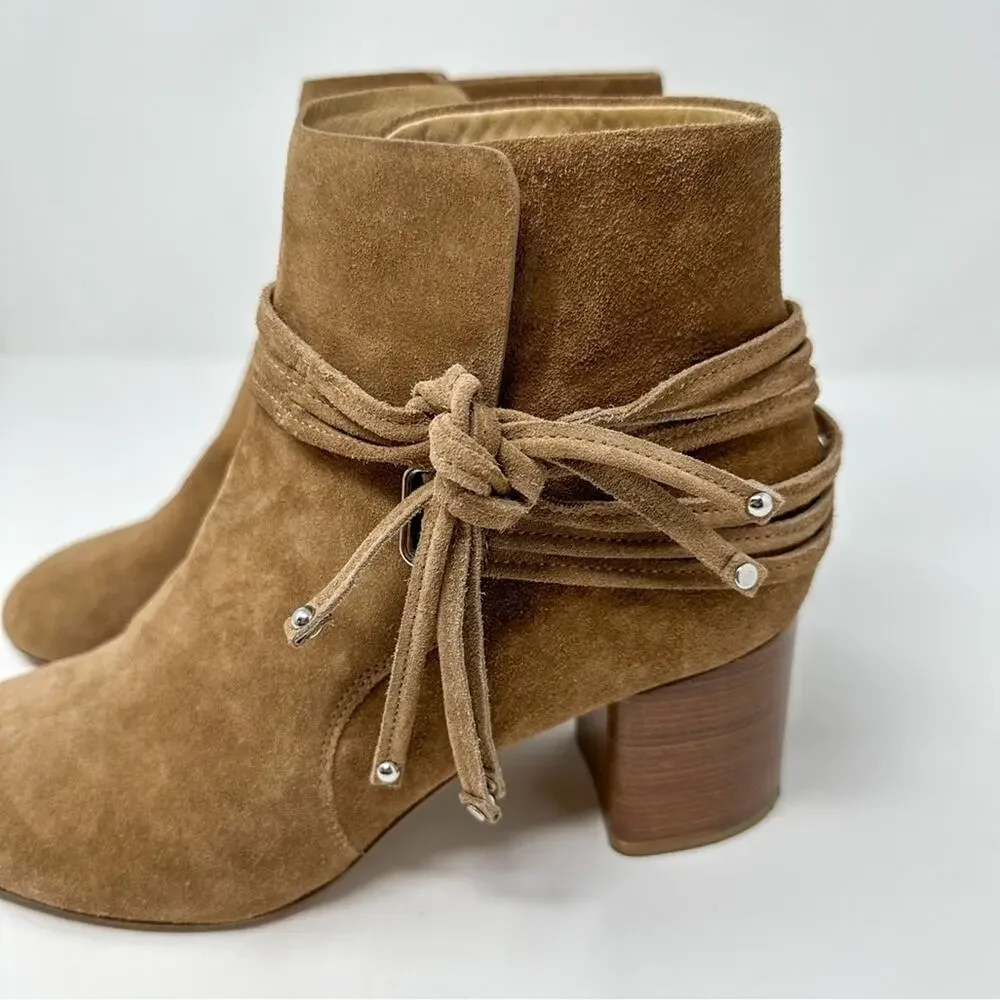 Rag & Bone Dalia II Tie Strap Tan Suede Bootie, EUC, Size 9.5x MSRP $595